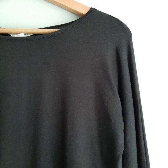 CLUB MONACO / Mixed Media Faux Leather Sleeve End Panels Top Black Sz S - Picture 5 of 11